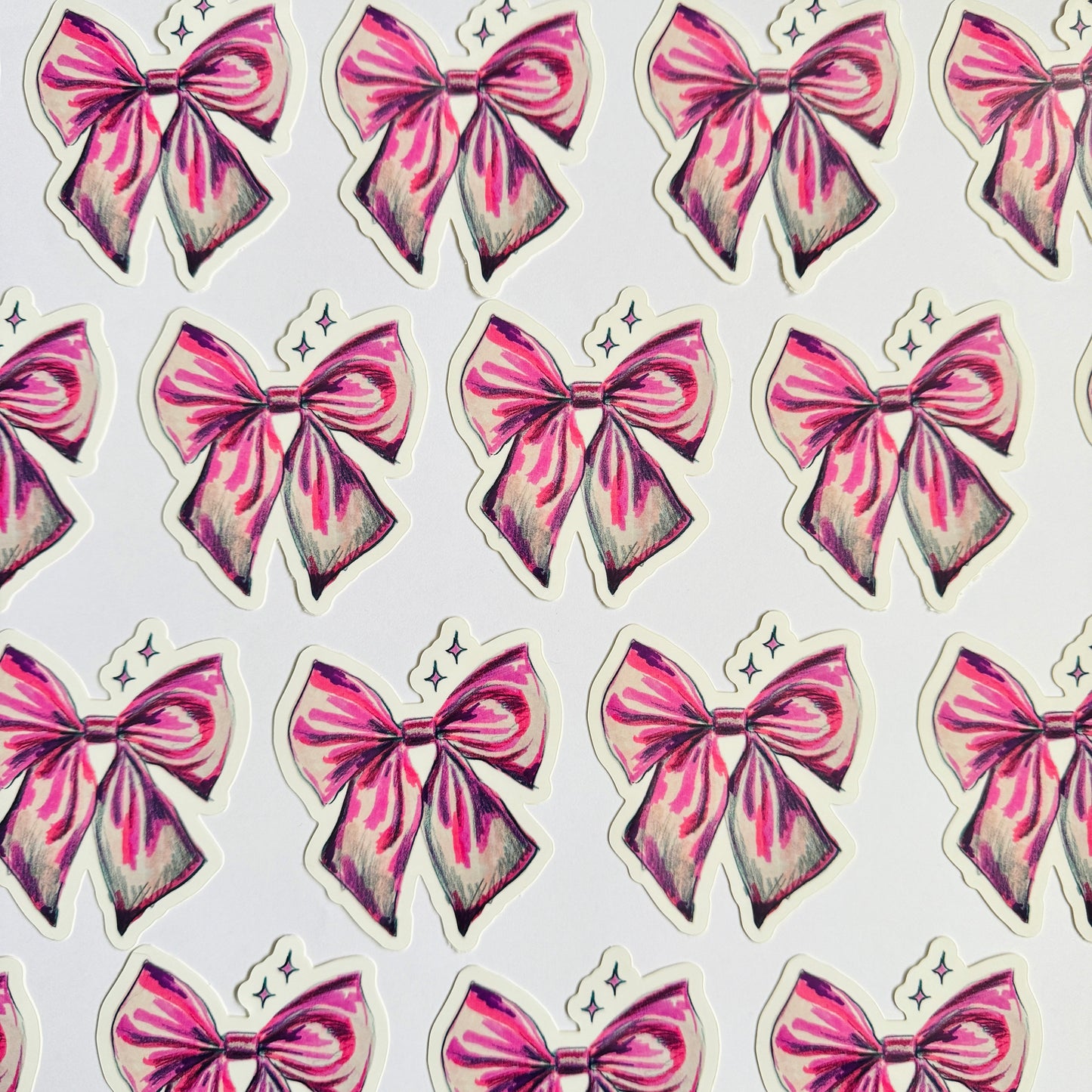 Pink Bow Sparkle Sticker | 3" Sticker Decal | Water-Resistant | Pink Coquette Cute Ribbons