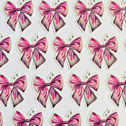 Pink Bow Sparkle Sticker | 3" Sticker Decal | Water-Resistant | Pink Coquette Cute Ribbons