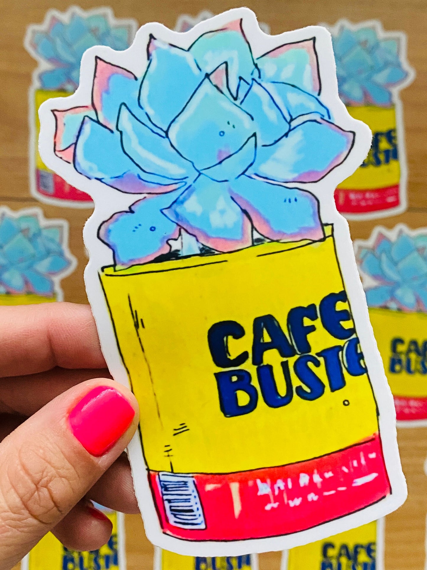 Rasquachismo Bustelo Succulent | Large 5" Sticker Decal | Water-Resistant | Latino Plants Coffee Can