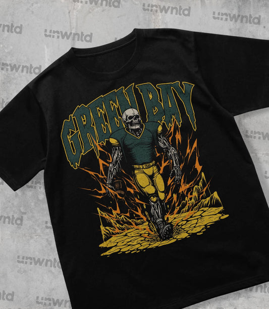 Green Bay Football Shirt - Graphic Tees - Skeleton Shirt - Merch Tee - Gift Shirt - Bootleg Shirt - Vintage - Skeleton Football Shirt