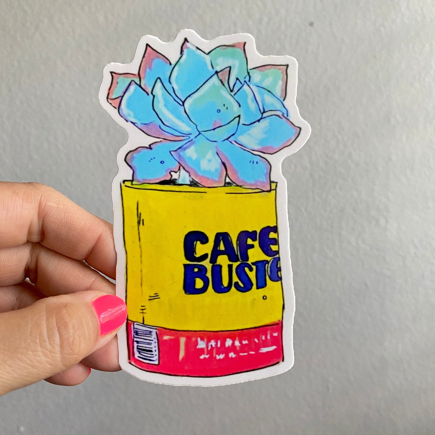 Rasquachismo Bustelo Succulent | Large 5" Sticker Decal | Water-Resistant | Latino Plants Coffee Can