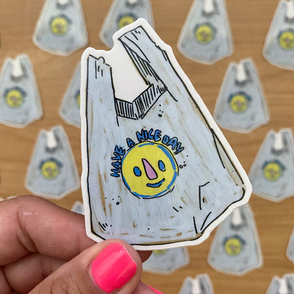 Nice Day Grocery Bag Icon | 3" Sticker Decal | Water-Resistant | Grocery Shopper Tote