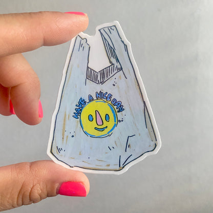 Nice Day Grocery Bag Icon | 3" Sticker Decal | Water-Resistant | Grocery Shopper Tote