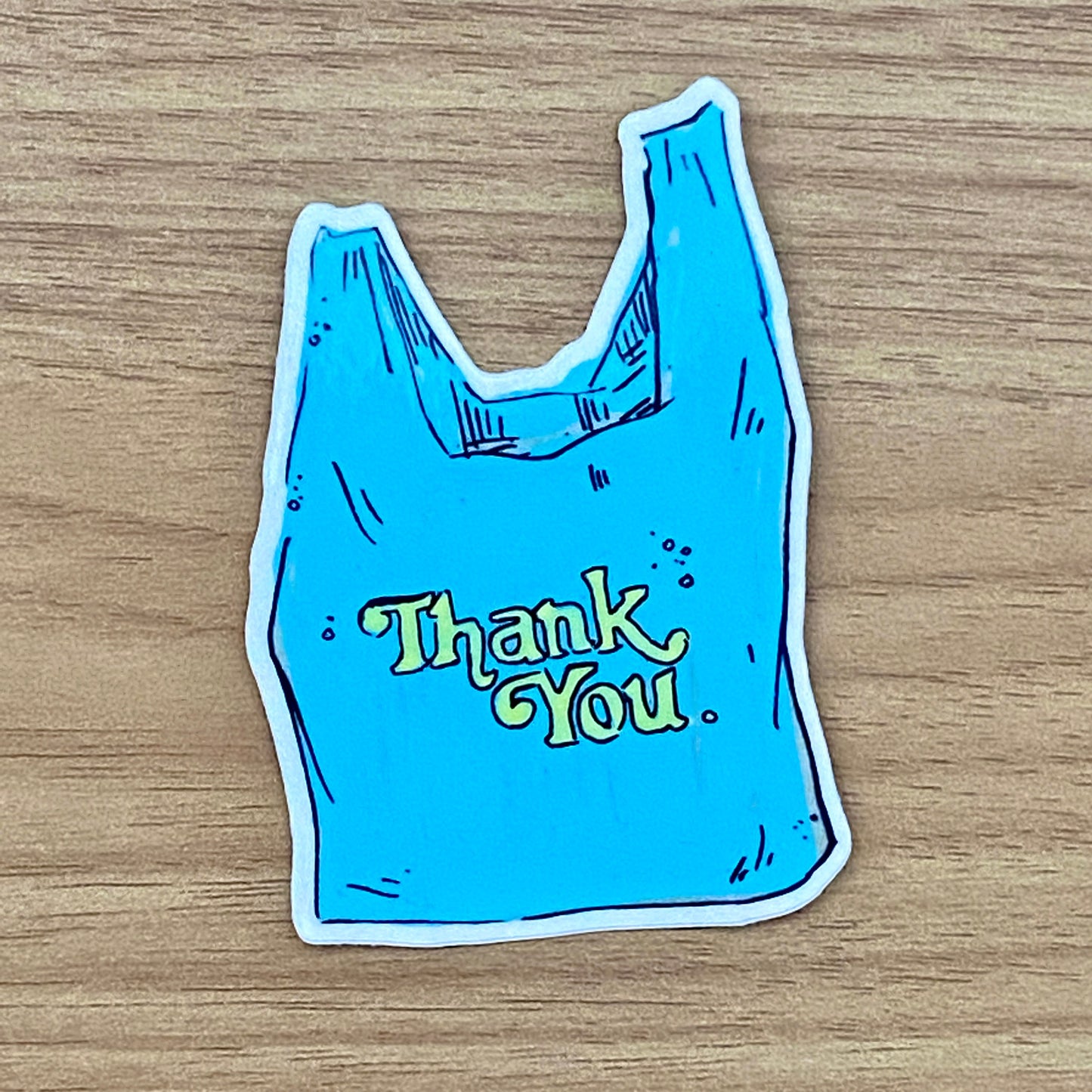Blue Thank You Grocery Bag Icon | 3" Sticker Decal | Grocery Shopper Tote
