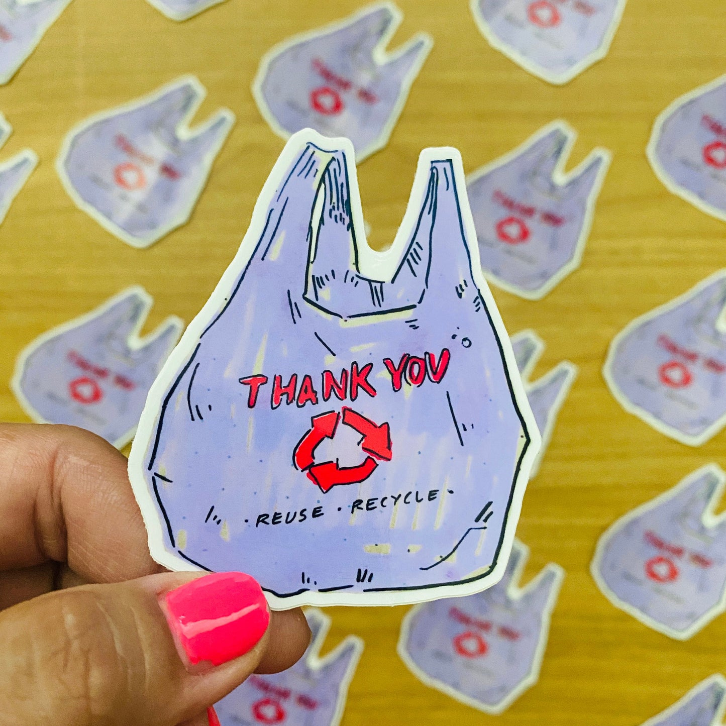 Purple Recycle Grocery Bag Icon | 3" Sticker Decal | Grocery Shopper Tote