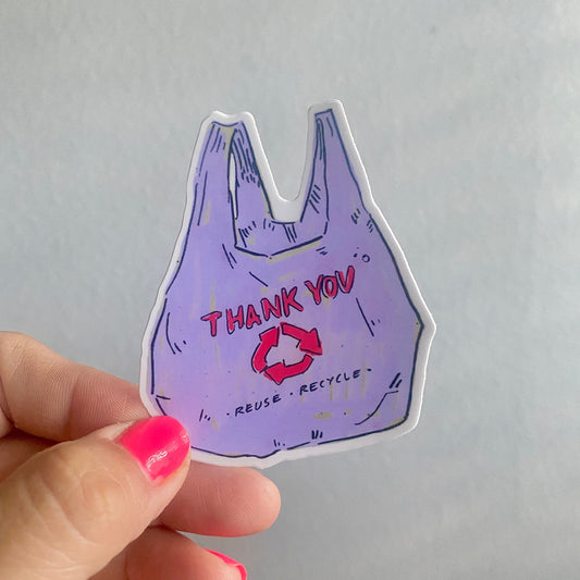 Purple Recycle Grocery Bag Icon | 3" Sticker Decal | Grocery Shopper Tote