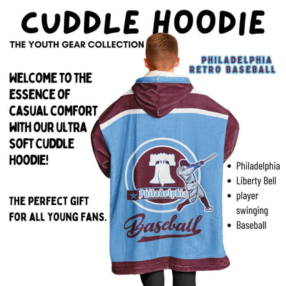 Philly Baseball Youth Cuddle Hoodie: Retro Philadelphia Blanket Gift