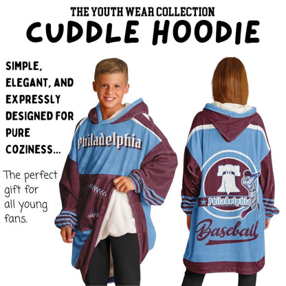 Philly Baseball Youth Cuddle Hoodie: Retro Philadelphia Blanket Gift