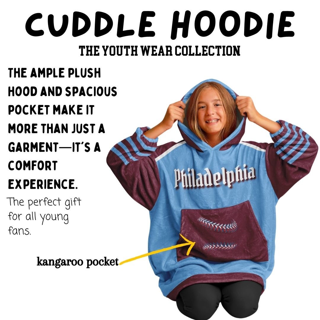 Philly Baseball Youth Cuddle Hoodie: Retro Philadelphia Blanket Gift