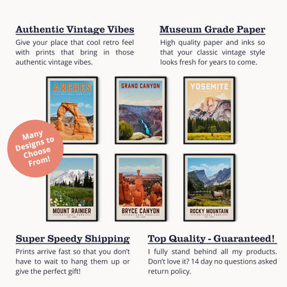 Badlands Wall Art, Badlands Art Print, National Park Print | Vintage National Park Poster | Unique Hiking Gift for National Park Lover