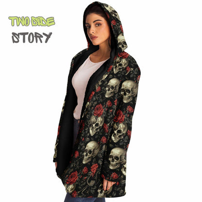 Micro-fleece Halloween Skulls Hooded Cloak, Festival Party Wear,Halloween Cape, Vivid Colors EDM Festival Cape, Unique Gifts,Men's Rave Cape