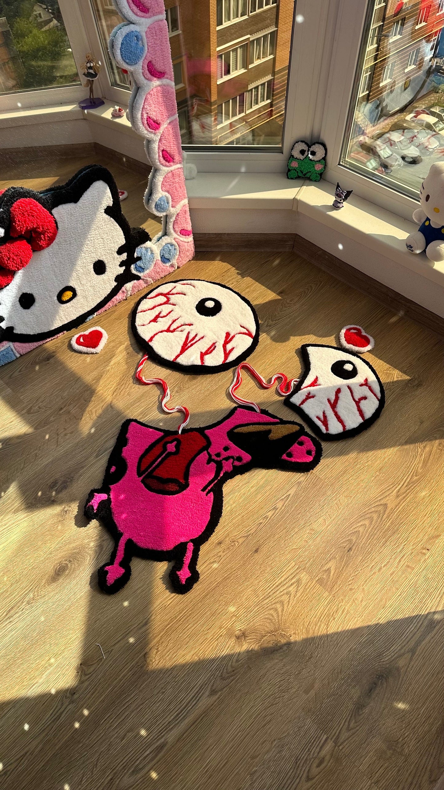 Courage the Cowardly Dog Rug – Handmade Tufted Cartoon Carpet, Spooky Creepy Cute Decor, 3D Puffy Courage Rug, Halloween Room Aesthetic