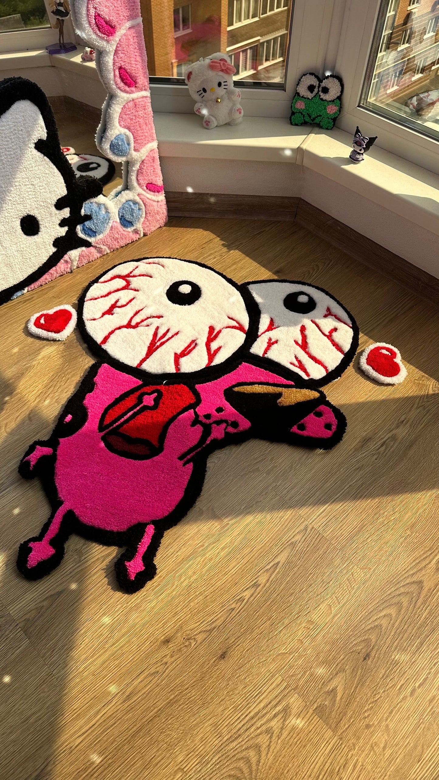 Courage the Cowardly Dog Rug – Handmade Tufted Cartoon Carpet, Spooky Creepy Cute Decor, 3D Puffy Courage Rug, Halloween Room Aesthetic