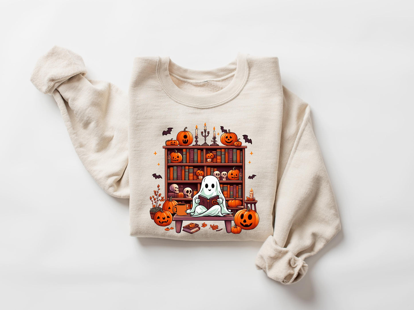 Ghost Reading Books Sweatshirt, Librarian Ghost Halloween, Halloween Teacher Sweatshirt, Halloween Shirt, Teacher Gift, Boo School