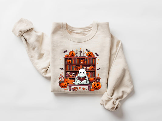 Ghost Reading Books Sweatshirt, Librarian Ghost Halloween, Halloween Teacher Sweatshirt, Halloween Shirt, Teacher Gift, Boo School
