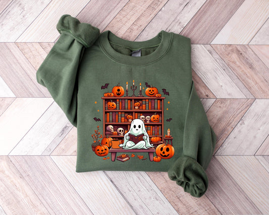 Ghost Reading Books Sweatshirt, Librarian Ghost Halloween, Halloween Teacher Sweatshirt, Halloween Shirt, Teacher Gift, Boo School