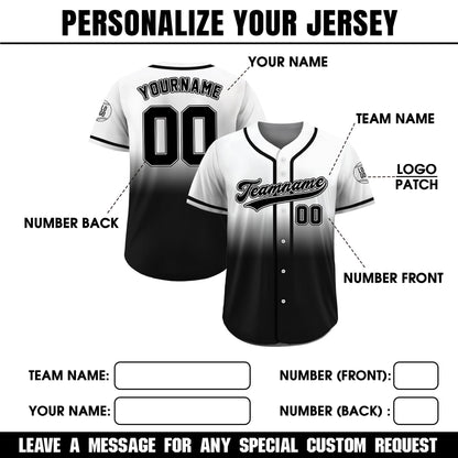 Personalized Team Name Number Logo Baseball Jersey, Custom Jersey for Men Women Youth Preschool, Printed Black White Jersey Button Down