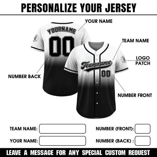 Personalized Team Name Number Logo Baseball Jersey, Custom Jersey for Men Women Youth Preschool, Printed Black White Jersey Button Down