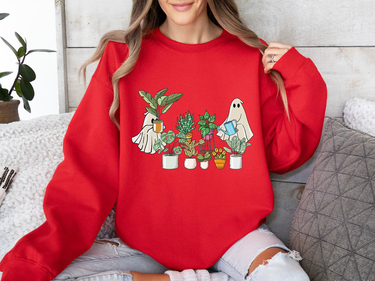 Cute Ghost Sweatshirt, Plant Lady Sweatshirt, Halloween Mom Sweater, Ghost Sweater, Plant Lover Gift, Funny Halloween, Fall Sweater