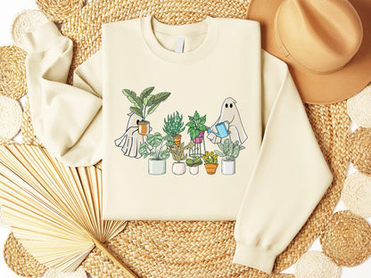 Cute Ghost Sweatshirt, Plant Lady Sweatshirt, Halloween Mom Sweater, Ghost Sweater, Plant Lover Gift, Funny Halloween, Fall Sweater