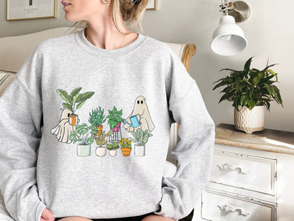 Cute Ghost Sweatshirt, Plant Lady Sweatshirt, Halloween Mom Sweater, Ghost Sweater, Plant Lover Gift, Funny Halloween, Fall Sweater