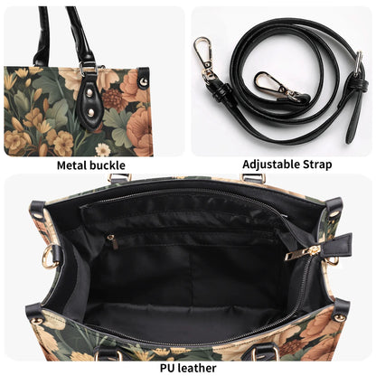 Botanical Bliss Bag - Vegan Leather, Crossbody or Shoulder Carry, Inside Pocket & Removable Strap