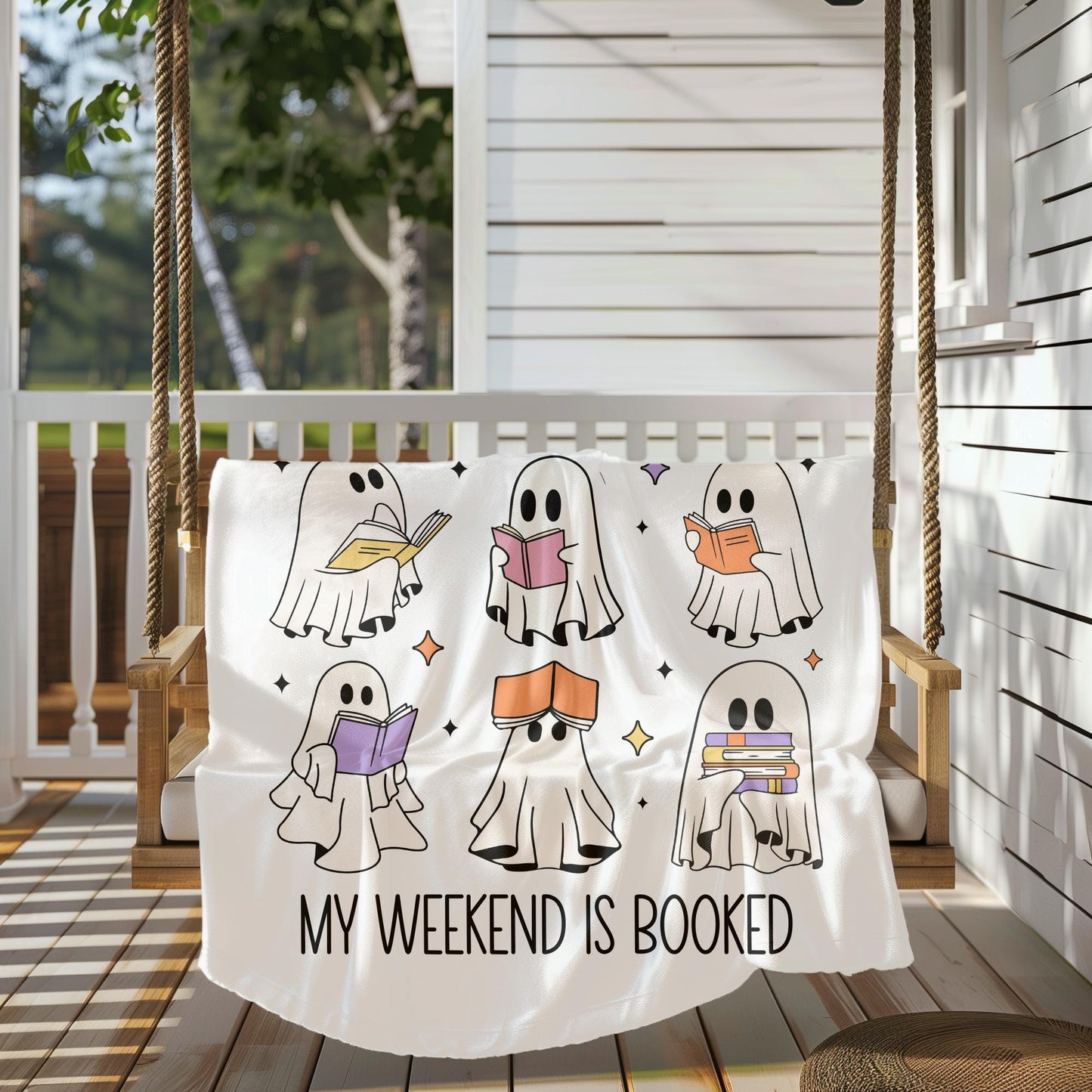Ghost book blanket, weekend is booked blanket, Halloween book ghost blanket, Ghost reading blanket, funny reading blanket