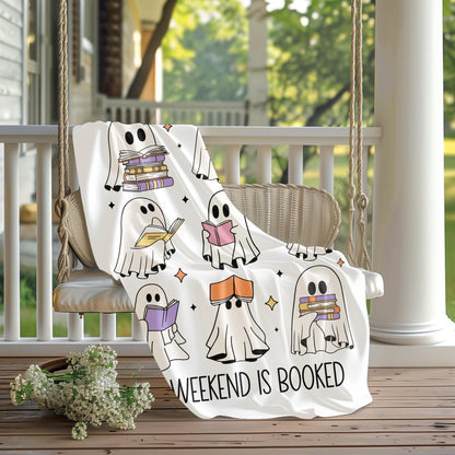 Ghost book blanket, weekend is booked blanket, Halloween book ghost blanket, Ghost reading blanket, funny reading blanket