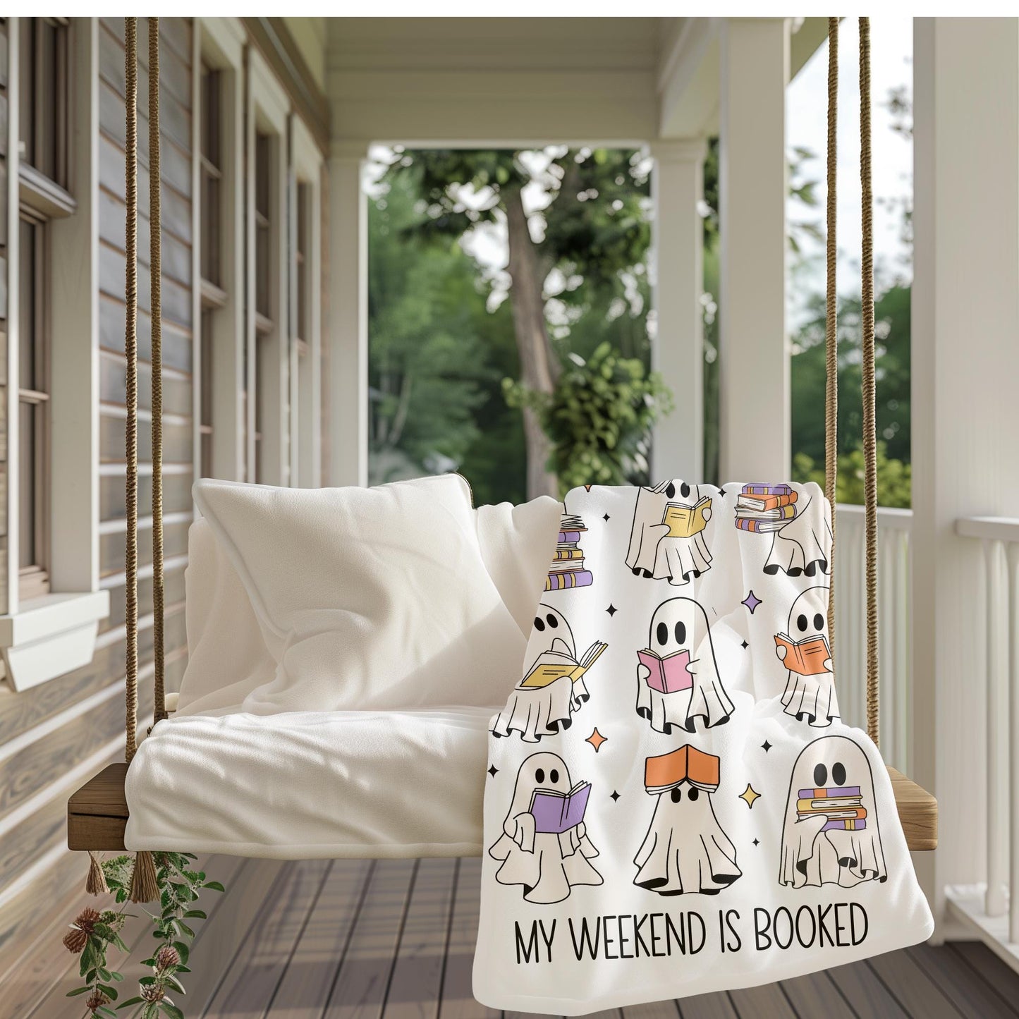 Ghost book blanket, weekend is booked blanket, Halloween book ghost blanket, Ghost reading blanket, funny reading blanket
