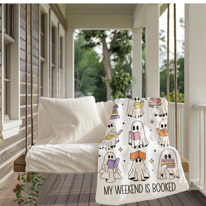 Ghost book blanket, weekend is booked blanket, Halloween book ghost blanket, Ghost reading blanket, funny reading blanket