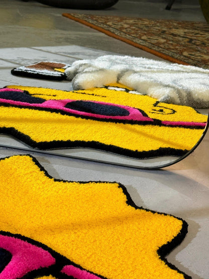 Tufted Cartoon 3D Rug, Cute Rug, Cartoon Girl Rug, Handmade floor art, White Tufted Rug, Fluffy Rug, Gift for her