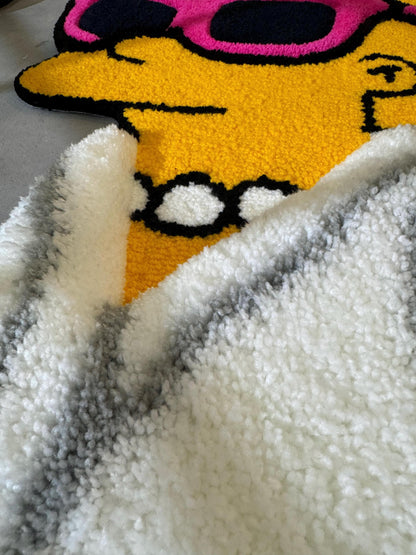 Tufted Cartoon 3D Rug, Cute Rug, Cartoon Girl Rug, Handmade floor art, White Tufted Rug, Fluffy Rug, Gift for her