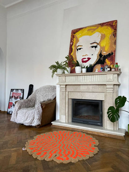 Abstract Tufted Rug / 100% Handmade Custom Rug / Psychodelic design, 3d tufted rug, Soft & Fluffy, Housewarming Gifts