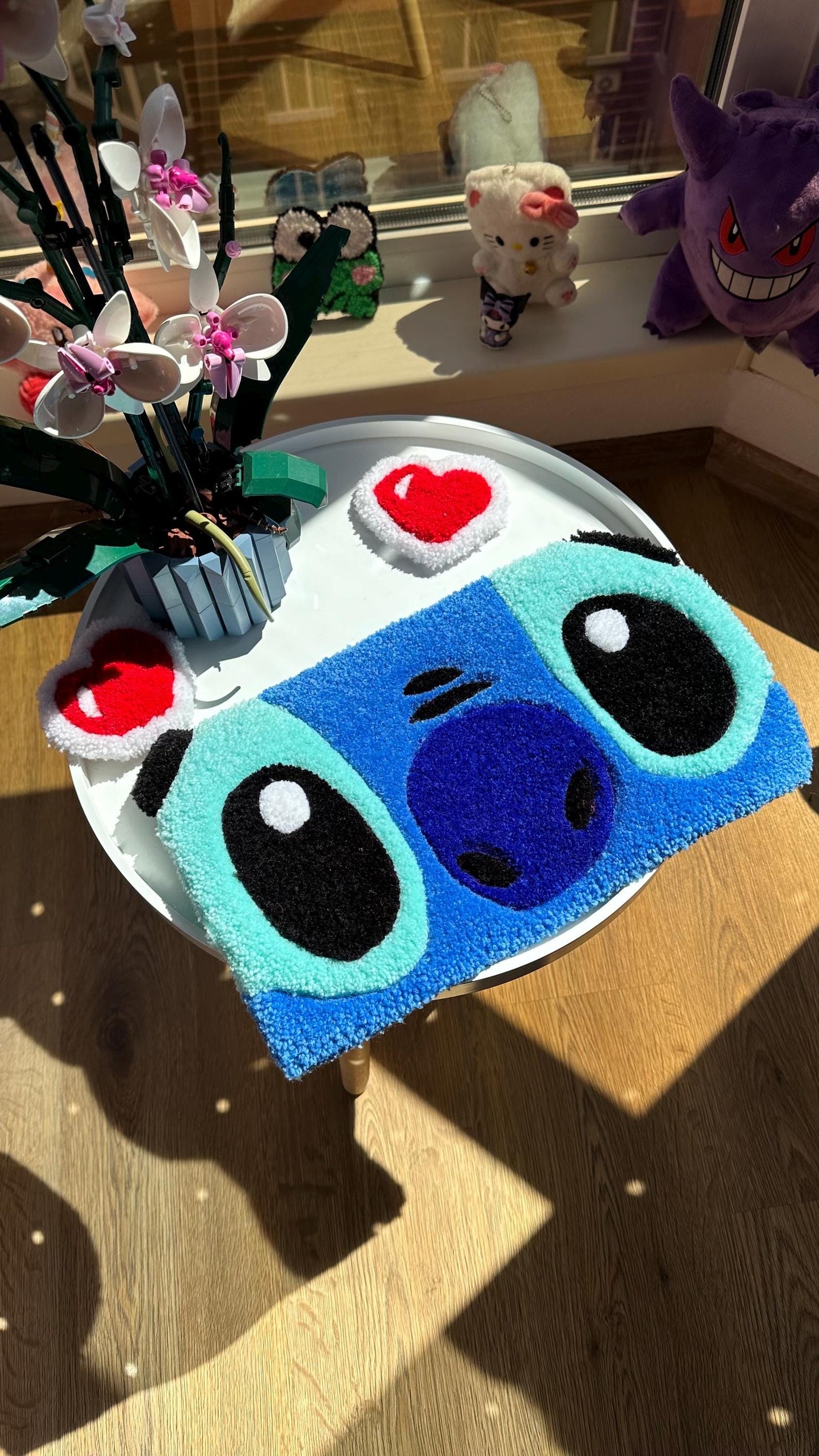 Pink Keyboard Rug – Handmade Tufted Coaster Mat, Cute Desk Decor, Fluffy Anime Carpet, Funny Kawaii Gift for Gamers or Work Setup