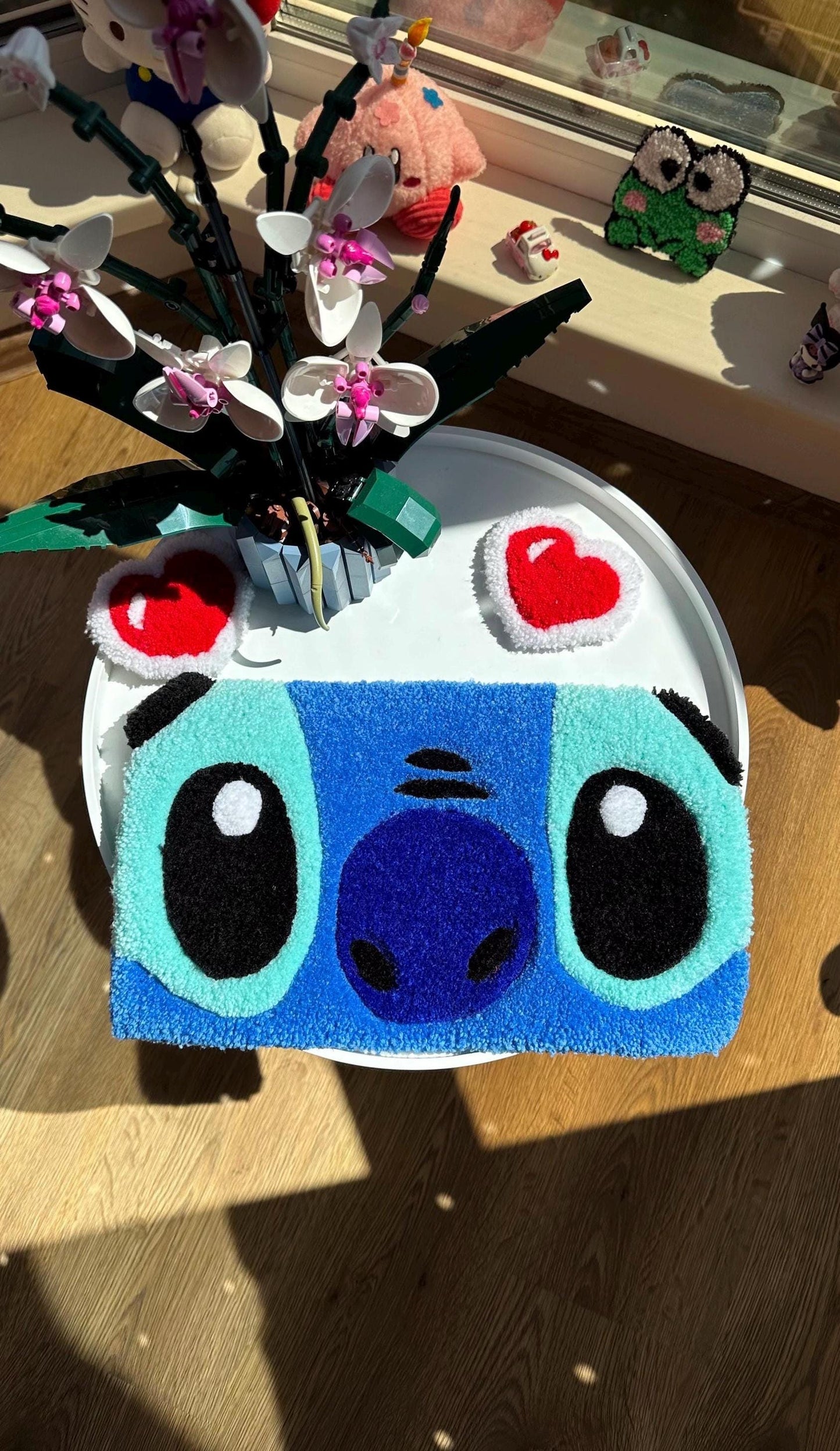 Pink Keyboard Rug – Handmade Tufted Coaster Mat, Cute Desk Decor, Fluffy Anime Carpet, Funny Kawaii Gift for Gamers or Work Setup