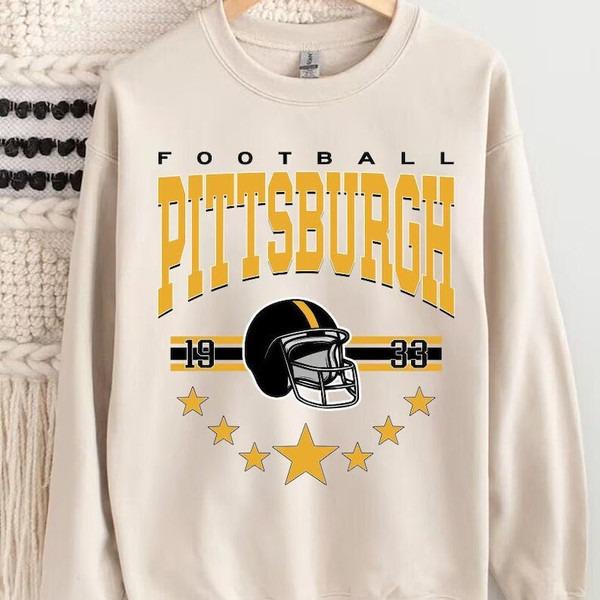 Pittsburgh Football Sweatshirt, Pittsburgh Shirt Retro Style 90s Vintage Unisex Crewneck, Graphic Tee Gift For Football Fan Sport.