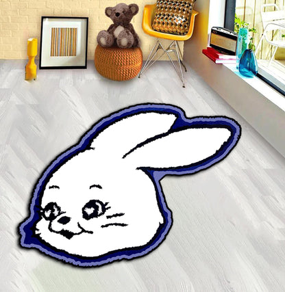 blue rabbit rug, red rabbit rug, sleeping rabbit, white bunny rug, Bunny Rug, Animal Rug, Cute Rabbits Rug, Custom rug,Rabbit Lovers,Rabbit