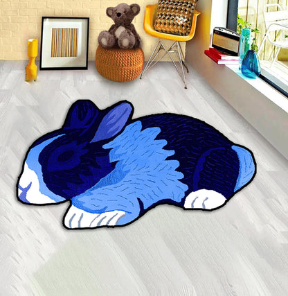 blue rabbit rug, red rabbit rug, sleeping rabbit, white bunny rug, Bunny Rug, Animal Rug, Cute Rabbits Rug, Custom rug,Rabbit Lovers,Rabbit