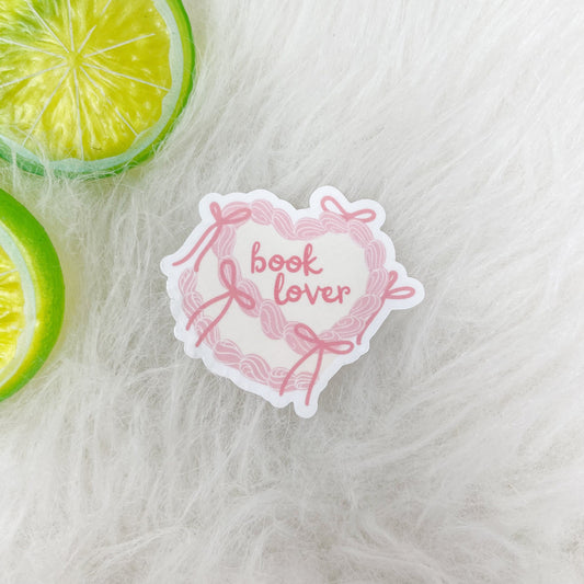 Coquette Pink Bow Book Lover Cake Sticker | Vintage Kindle Sticker | Bookish Stickers | Bookish Sticker | Mood Reader | Girly | Heart Cake