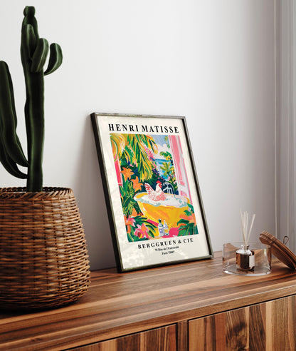Rooster art print, Bathroom decor, Pink farm wall art, Cowgirl print, Matisse print, Bird poster