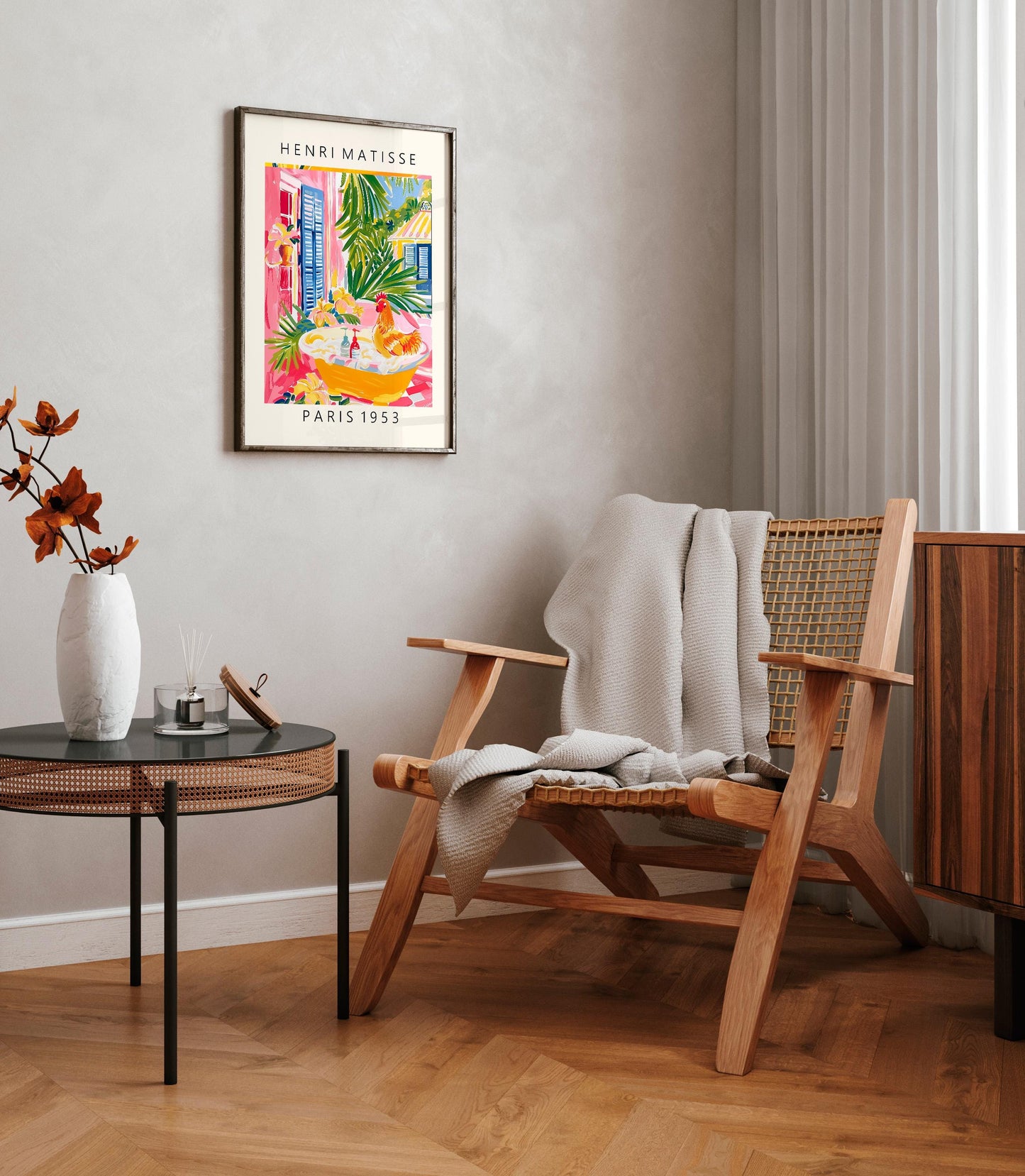 Matisse Style Chicken Art Print: Funny Bathroom Wall Decor