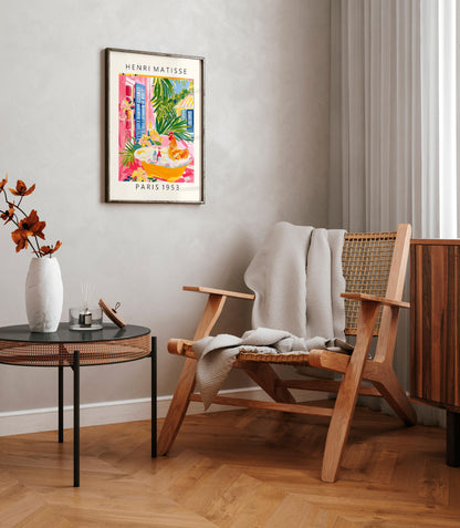 Matisse Style Chicken Art Print: Funny Bathroom Wall Decor