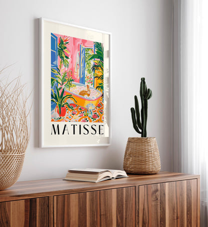 Rabbit in Bathtub Art Print: Matisse Bathroom Wall Decor