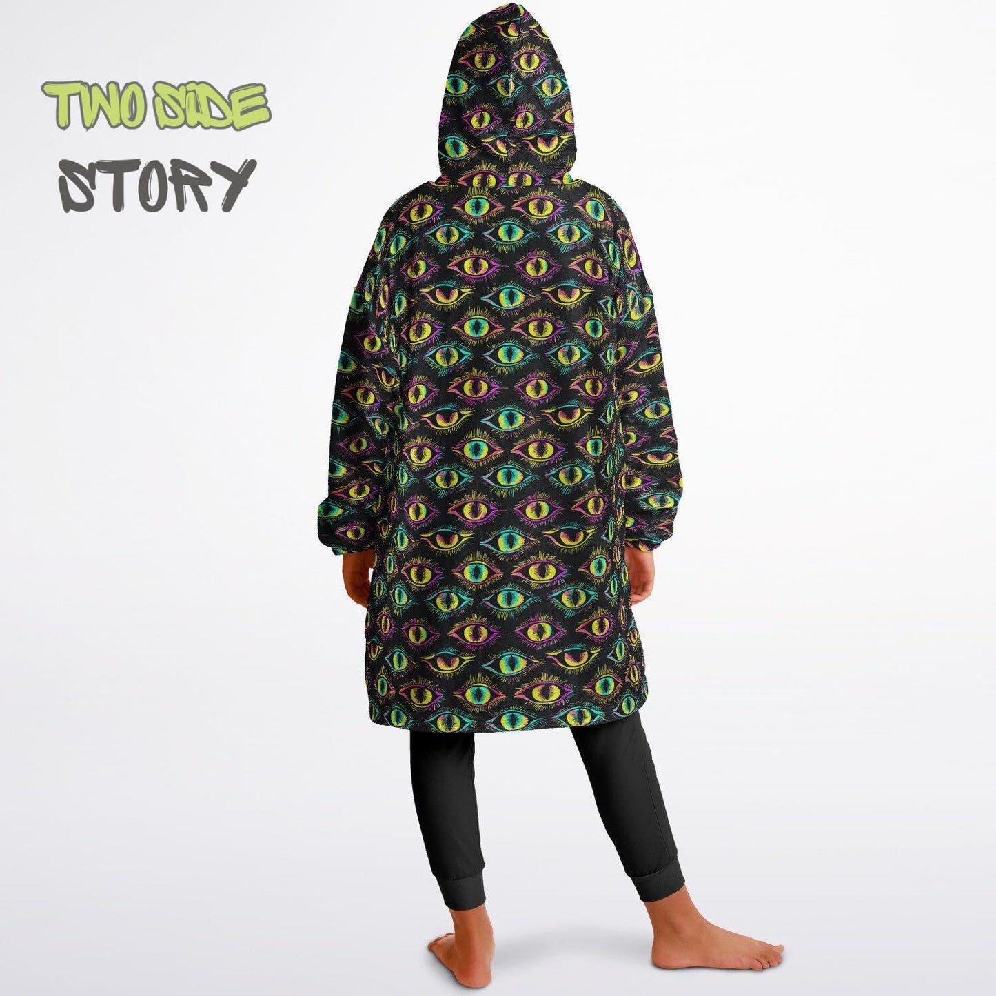 Halloween Scary Eyes Print Reversible Kids Snug Hoodie,Oversized Double Sided Youth Hoodie Blanket,Warm Blanket with Sleeves,Unique Gifts