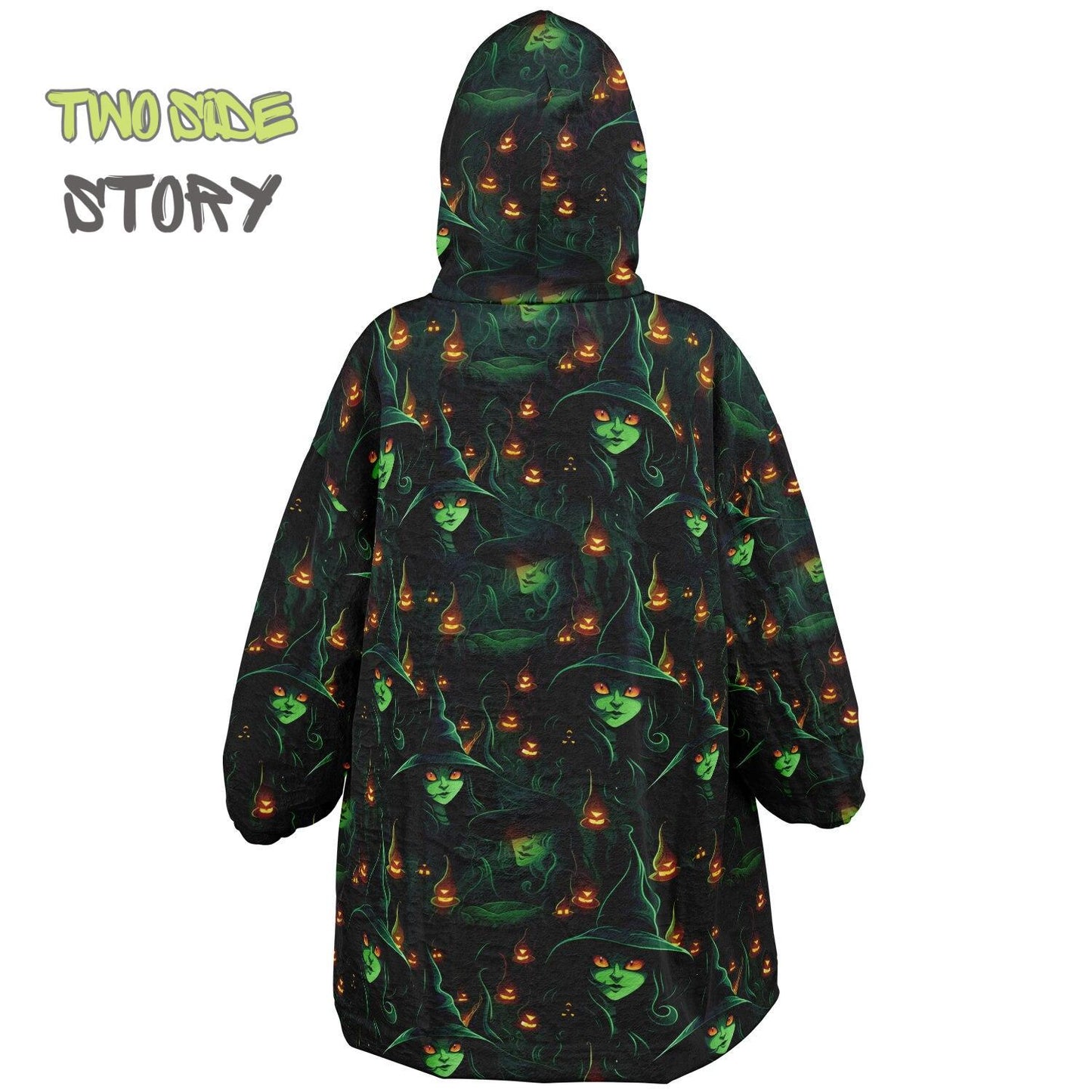 Neon Ghosts  Halloween Reversible Kids Snug Hoodie,Oversized Double Sided Youth Hoodie Blanket,Warm Blanket with Sleeves,Unique Gifts