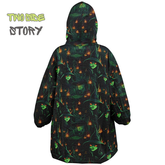 Neon Ghosts  Halloween Reversible Kids Snug Hoodie,Oversized Double Sided Youth Hoodie Blanket,Warm Blanket with Sleeves,Unique Gifts