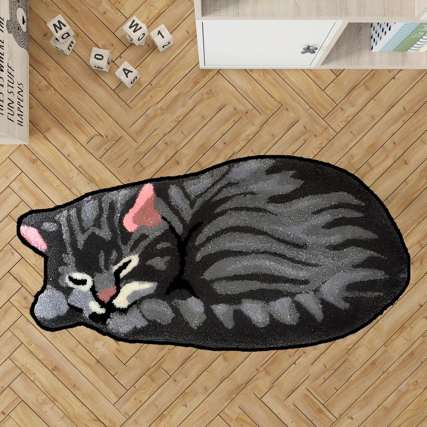 sleepy cat rug,nap cat rug, custom pet  rug, cat gift rug, personalized animals rug, kids room rug, Black cat,brown cat,brown tabby cat rug