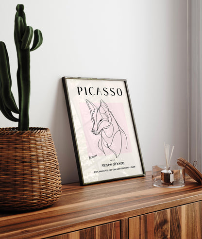 Wolf lover gift, Picasso wall art, Wolf art print, Minimalist decor, Mid century poster