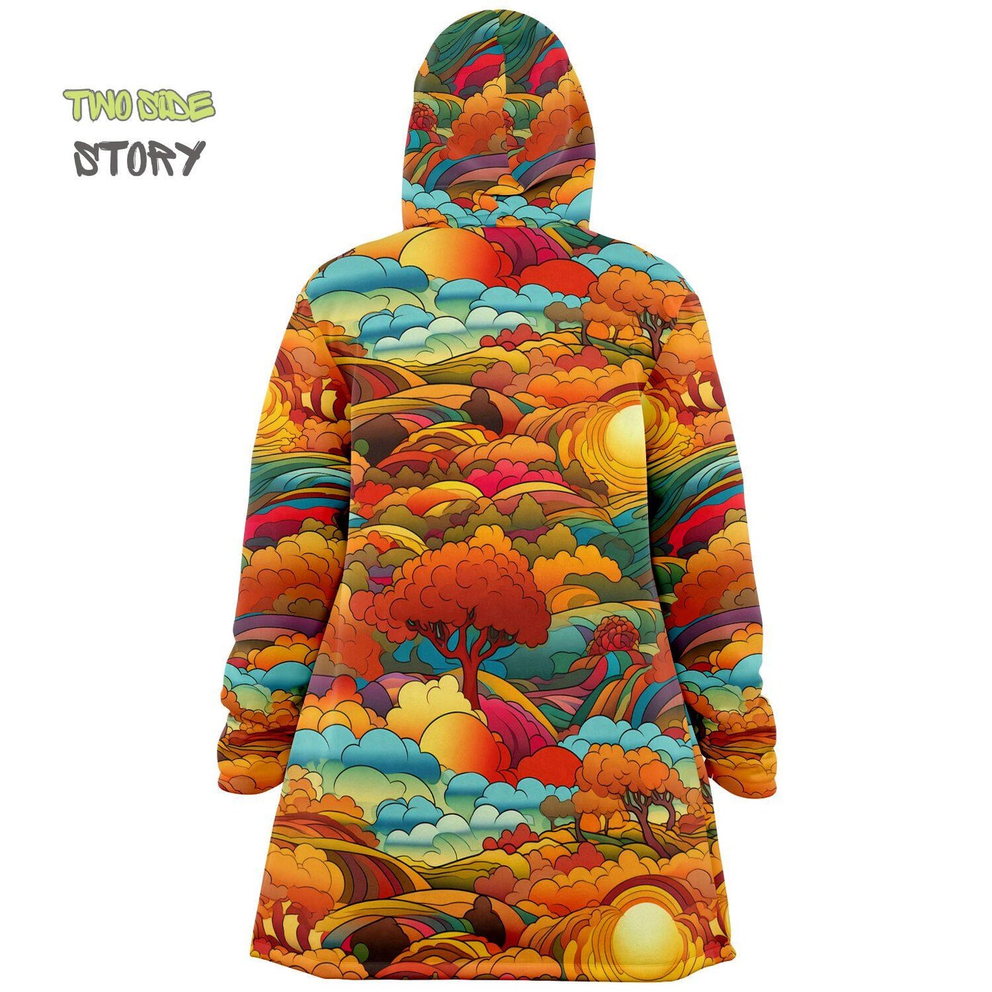 Vivid Colors Micro-fleece Psychedelic Forest Hooded Cloak, Festival Rave Party Wear, EDM Festival Cape, Psychedelic Cape, Men's Rave Cape