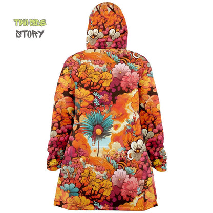 Micro-fleece Psychedelic Forest Printed Hooded Cloak,Festival Rave Party Wear,EDM Festival Cape, Psychedelic Cape,Vivid Colors Men Rave Cape